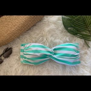 Mossimo green and white stripe bikini top